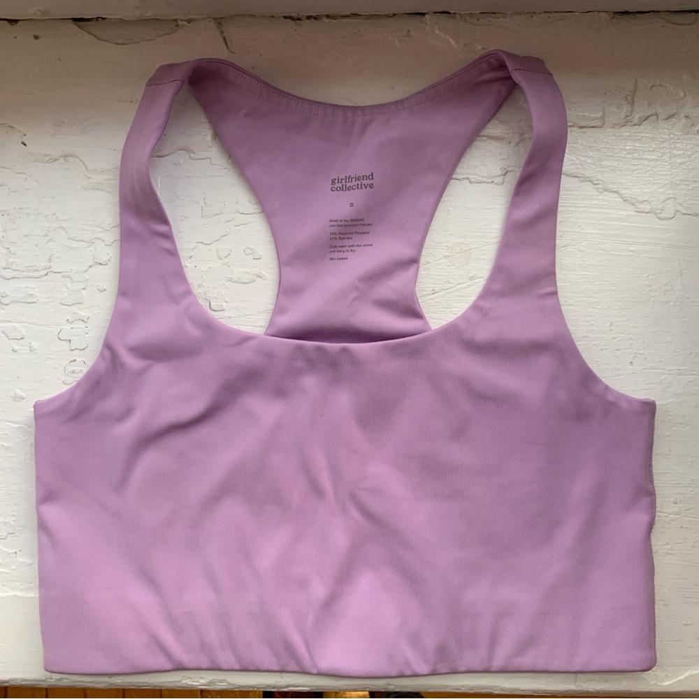 girlfriend collective paloma sports bra, lilac